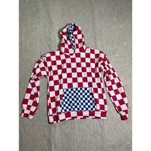 Ampersand Avenue University Hoodie Block Party Red Blue Checkered XL NWT